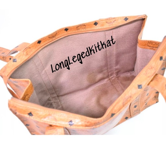 ‼️SOLD‼️MCM VISETOS MONOGRAM COGNAC BROWN SHOULDER TOTE BAG - Picture 5 of 9